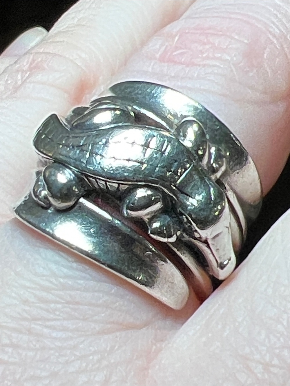 Barry Kieselstein Cord 925 Sterling Alligator Wrap Ring Diamond Eyes Size 8